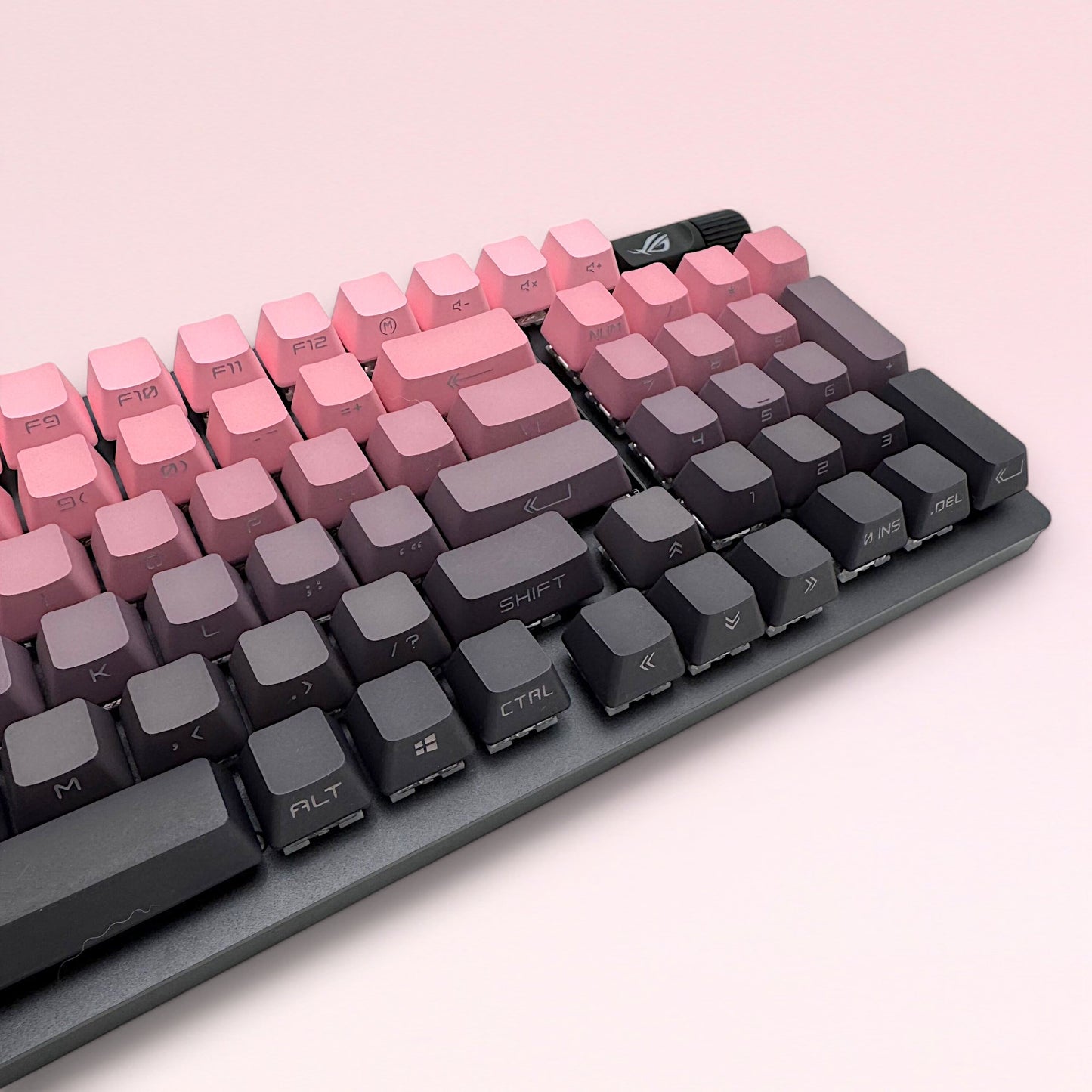 Gradient Black and Pink Side-Printed Keycap Set