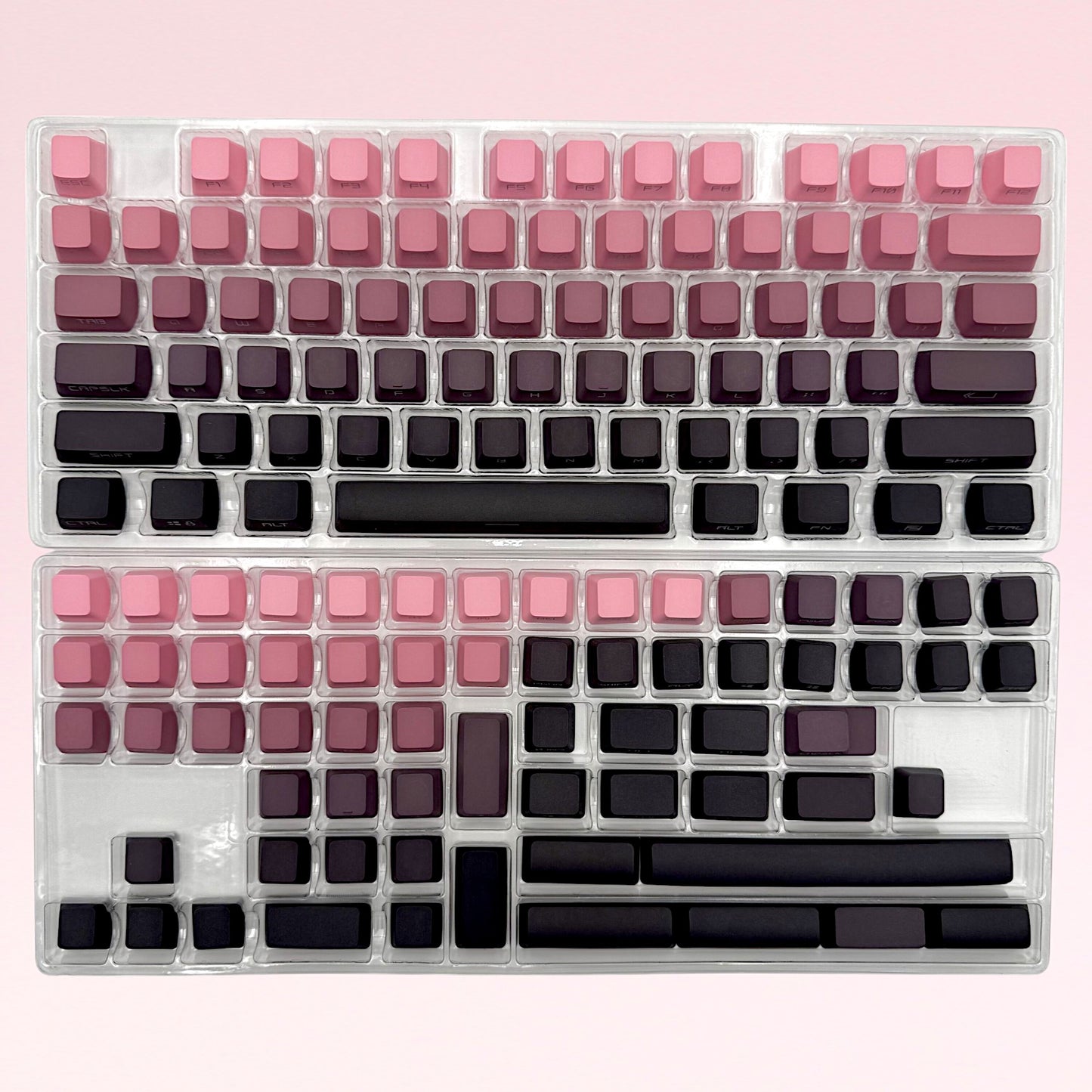 Gradient Black and Pink Side-Printed Keycap Set