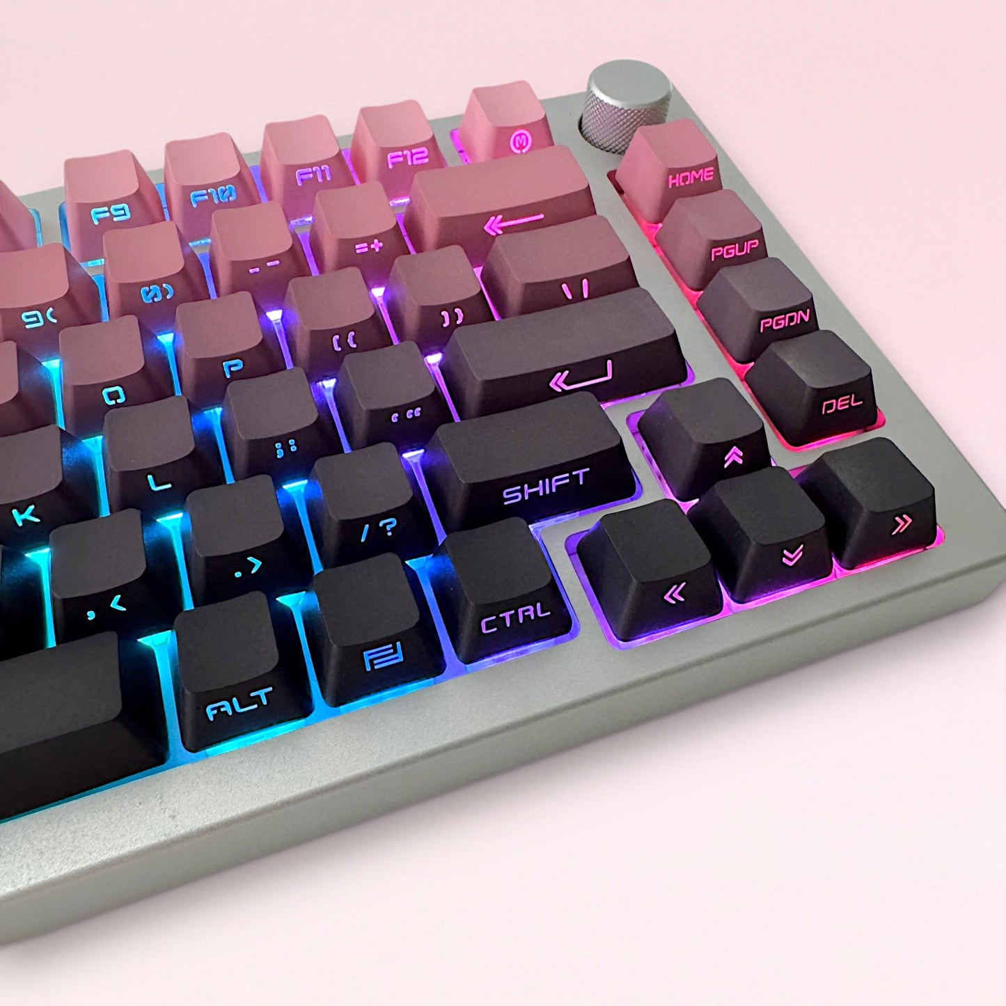 Gradient Black and Pink Side-Printed Keycap Set