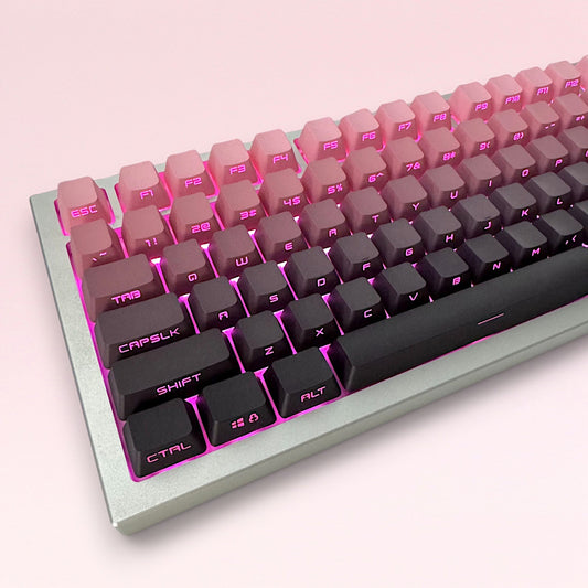 Gradient Black and Pink Side-Printed Keycap Set