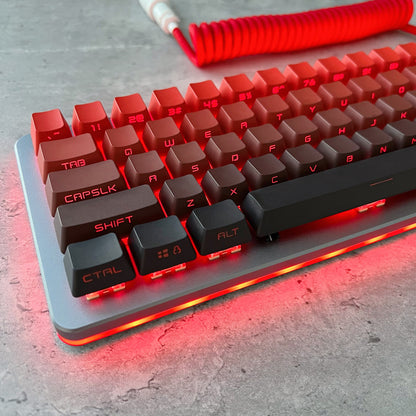 Gradient Black and Red Side-Printed Keycap Set