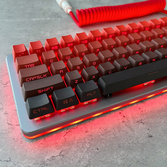 Gradient Black and Red Side-Printed Keycap Set